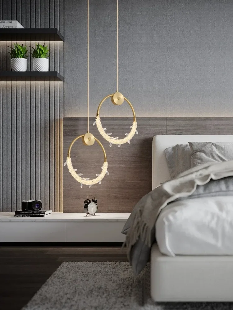 Full copper crystal dining room small chandelier designer art bar chandelier, Nordic bedroom bedside chandelier, modern light