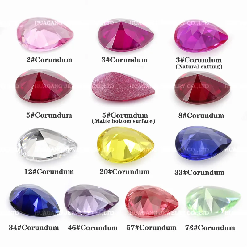 Pear Shape Ruby sapphire Synthetic 5# 8# 34# White Yellow Red Blue Corundum Stone Gems Beads For Jewelry DIY  Wax inlay