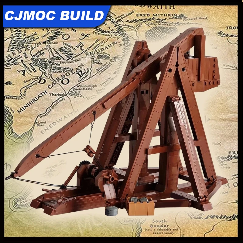 MOC Medieval Trebuchet Bricks Model Medieval  Ancient Military Chariot Building Blocks Set Educational Toys For Gift MOC-141541