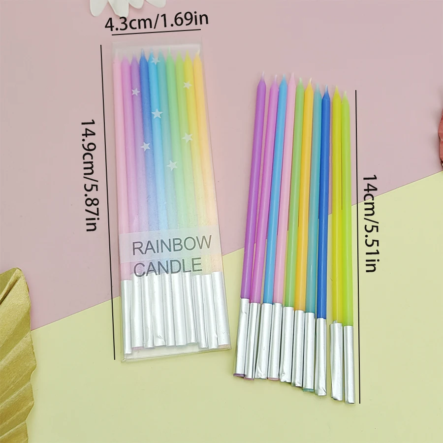 10PCS Buntstift Gewinde Kerzen Alles Gute Zum Geburtstag Kinder Party Kreative Gewinde Regenbogen Kuchen verziert Kerzen – Detail 2