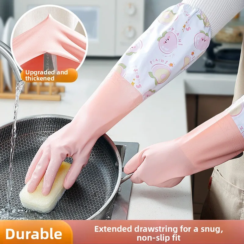 Winter Warm Waterproof Dishwashing Gloves Fleece Lined Thick Rubber Latex Kitchen Durable Household Chores
