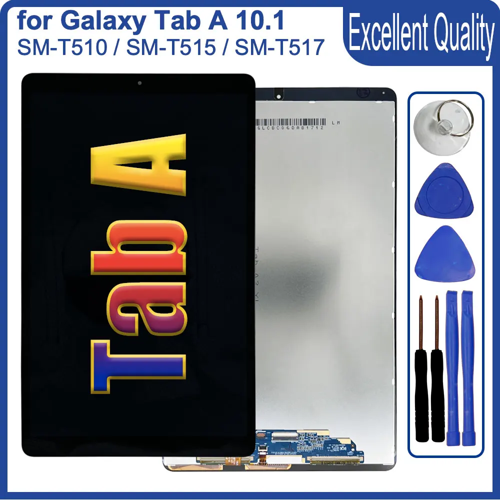 

10,1-дюймовый ЖК-дисплей для Samsung Galaxy Tab A 10,1 SM-T510 SM-T515 SM-T517, ЖК-дисплей, сенсорная панель, дигитайзер, сменный блок в сборе