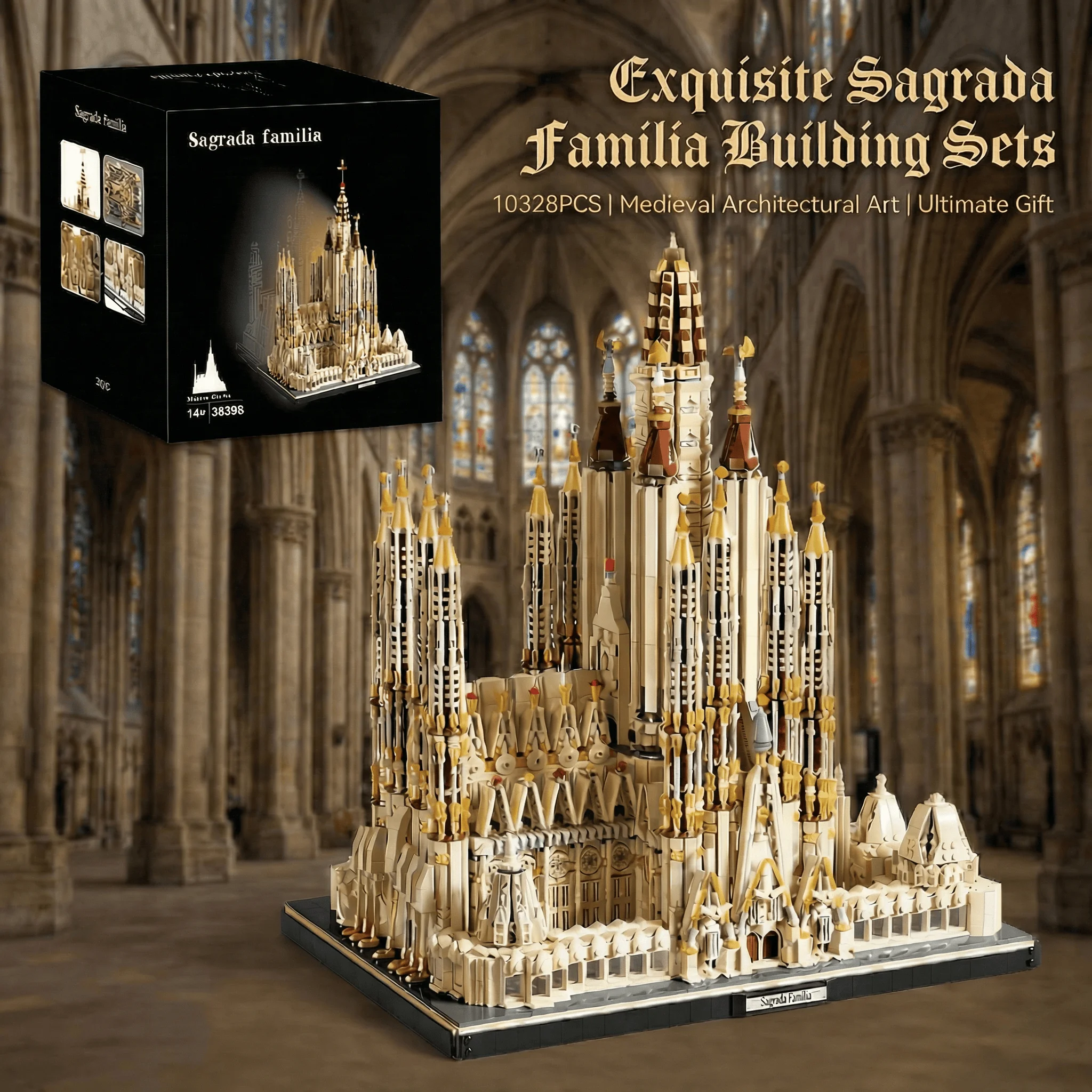 Set de Construcción del Castillo Medieval Sagrada Familia, 10328 Piezas, Arquitectura Urbana, Bloques de Construcción Modulares, Kit de Modelo para Adultos, Regalo