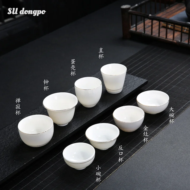 Chinese White Porcelain tea cup Kung Fu Tea Set Ceramic Tea bowl Creative handmade cups Small wine glass Phnom Penh teacups gift