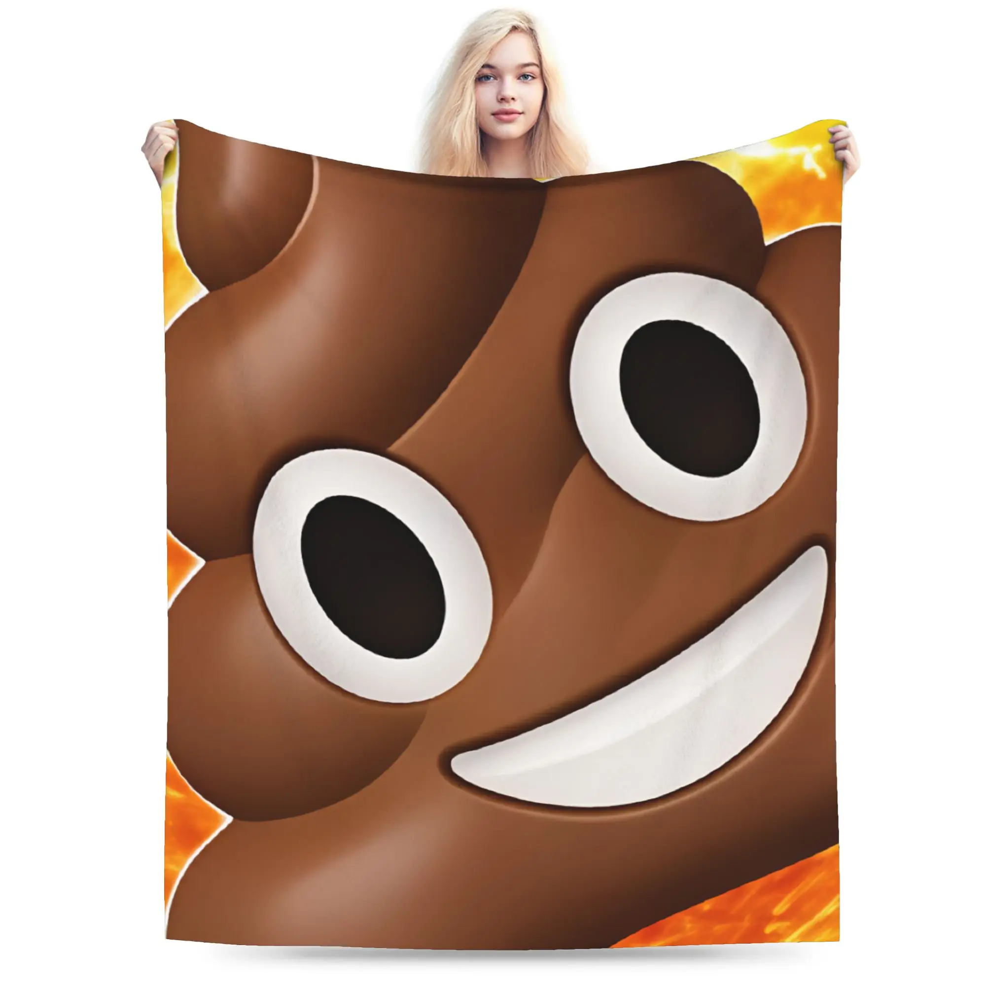 Super Soft BlanketChildren Decorative Poop Meme Funny Throw Blanket  Flannel Bedspread For Living Room Aesthetic Sofa Bed Cover
