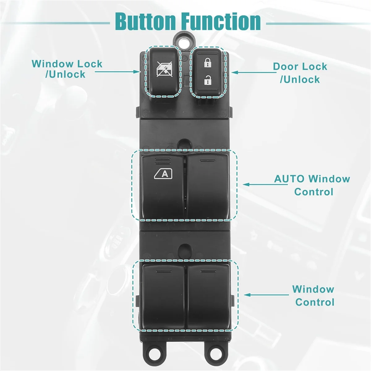 Front Left Driver Side Master Power Window Switch for Nissan Versa 2010-2012 Replace 1S12958 SW9947 25401ZW80A