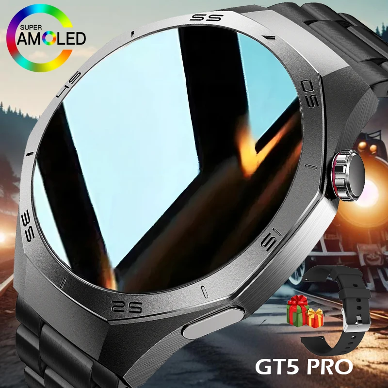 

Новые спортивные умные часы GT5 Pro для мужчин HD AMOLED экран GPS траектория движения сердечного ритма Bluetooth вызов 1,52 дюйма NFC SmartWatch IP68 + коробка