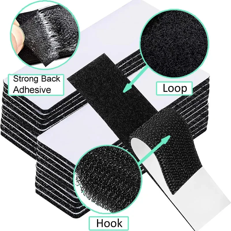 16/20/30/50mm Hook and Loop Strips Strong Back Adhesive Fastener Mounting Tape Sticky Dot for Carpet Anti Slip Pad Fixed 5-30Set