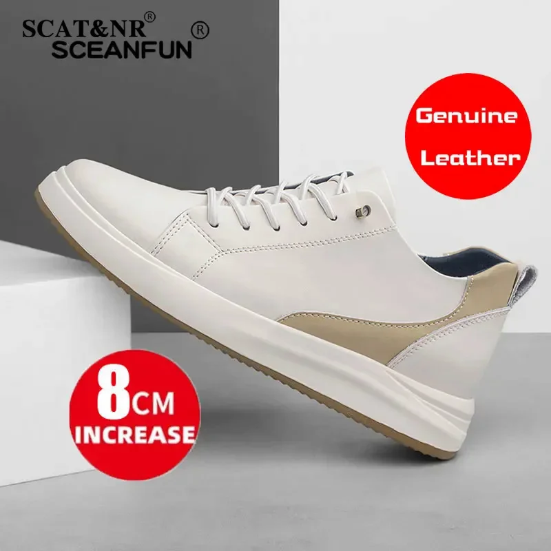 Fashion men casual shoes men low cut sneakers breathable height increasing shoes 8cm thick sole male footwear board shoes