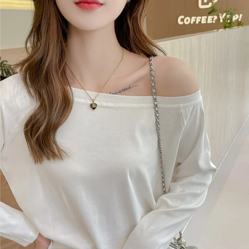 เสื้อยืดแขนยาวดีไซน์คอผูกแบบใหม่สำหรับฤดูใบไม้ผลิ-ฤดูใบไม้ร่วงสำหรับผู้หญิง ใช้เป็นชั้นในได้ คุณภาพสูง ทรงหลวม เหมาะสำหรับใส่เป็นเสื้อนอก