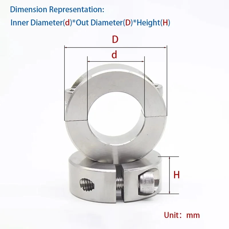 304 Stainless Steel Split Locking Collar / Separable Shaft Stop Ring - Axial Positioning & Thrust Limiting for Linear Guide Syst