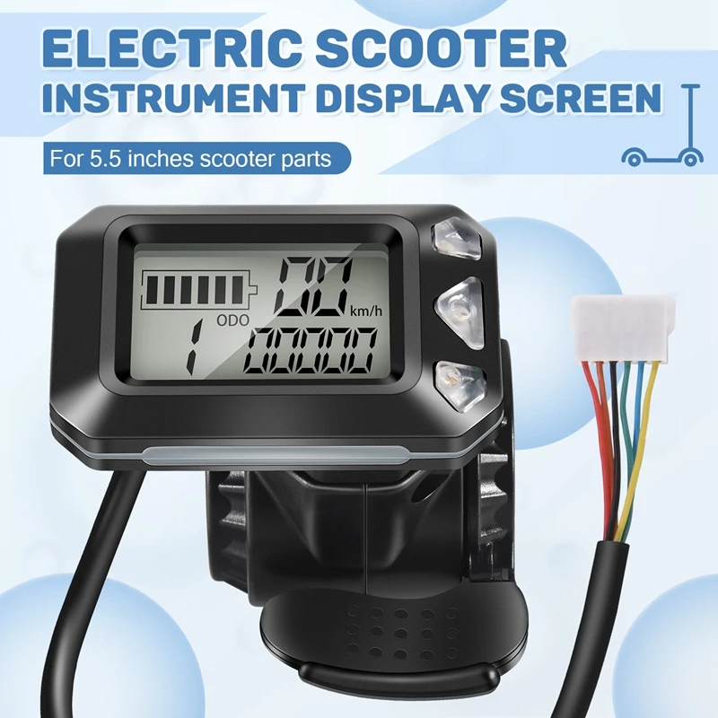 24V 36V Adjustable Electric Scooter Instrument Display Screen Switch Accelerator For 5.5 Inches Scooter Parts (6 Pins)