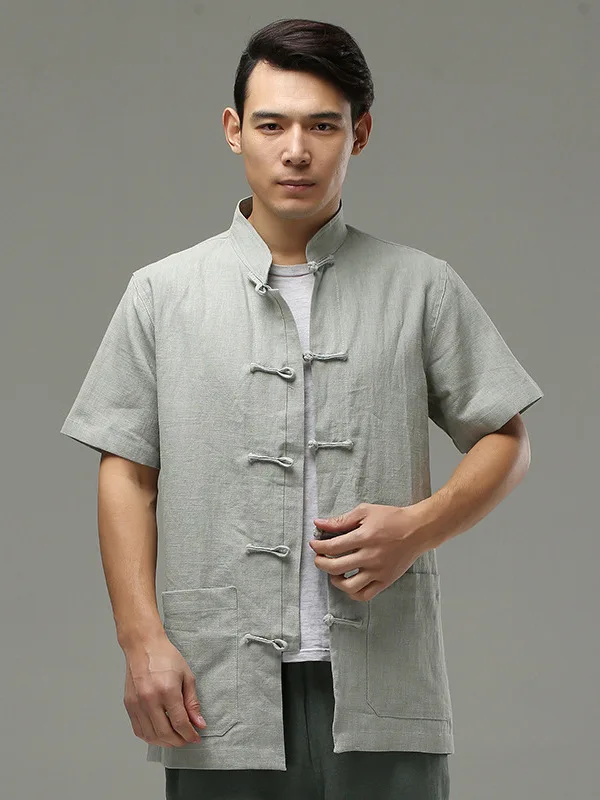 men's-summer-short-sleeve-chinese-style-stand-collar-shirt-cool-breathable-retro-button-up-cotton-linen-blend-casual-top