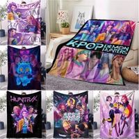 K-Pop D-emon H-unters Anime flannel blanket, soft and comfortable, suitable for home travel party gifts
