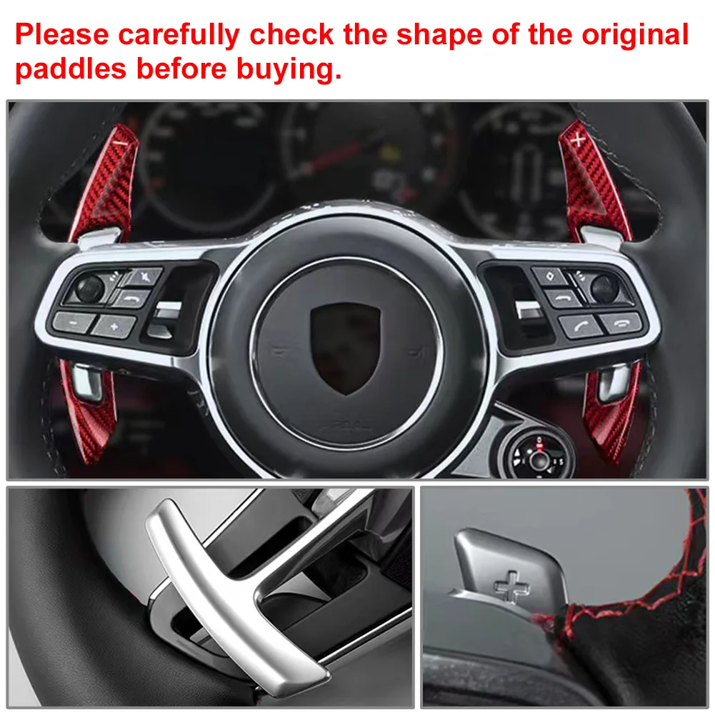 Rear Carbon Fiber Car Steering Wheel Shift Paddle Extension Shifter 1Pair For Porsche Panamera Macan Cayenne 911 718 919