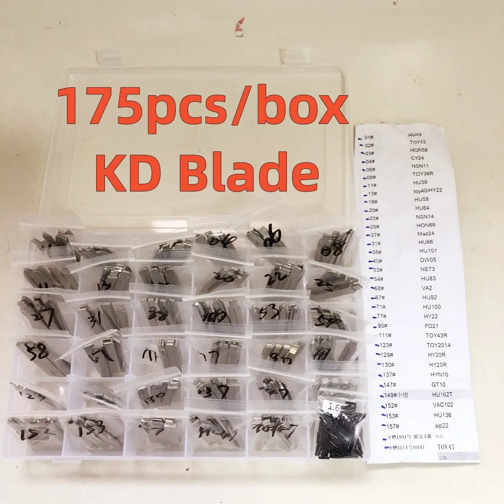 

175PCS/SET Metal Blank Uncut Flip KD Remote Key Blades For KEYDIY KD VVDI Xhorse Remotes 35 types each 5pcs with 200pcs pins