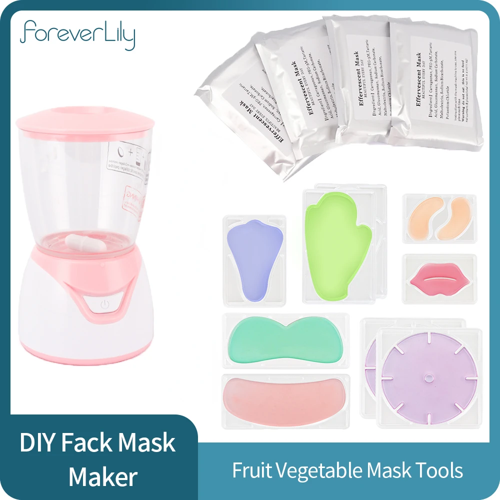 

Mini Automatic DIY Natural Collagen Fruit Facial Mask Maker Machine Clean Brush with 10Pcs Plastic Reusable Facial Mask Mold