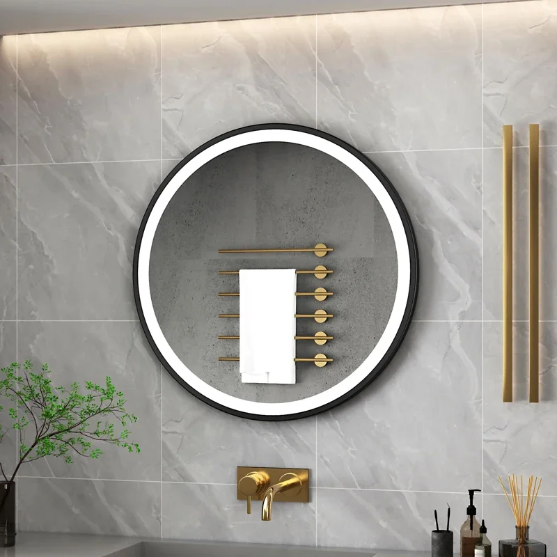 Round Smart Bathroom Mirror Lights Golden Modern Vanity Bathroom Mirror Led Designed Espejo Cuerpo Entero Decoration Home CC50BM