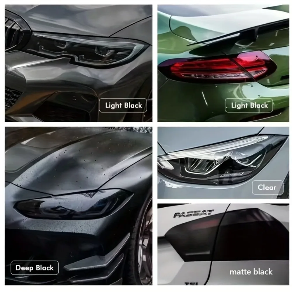 A roll of black car headlight film, rear taillight protective film, scratch resistant high transparency black warrior light film