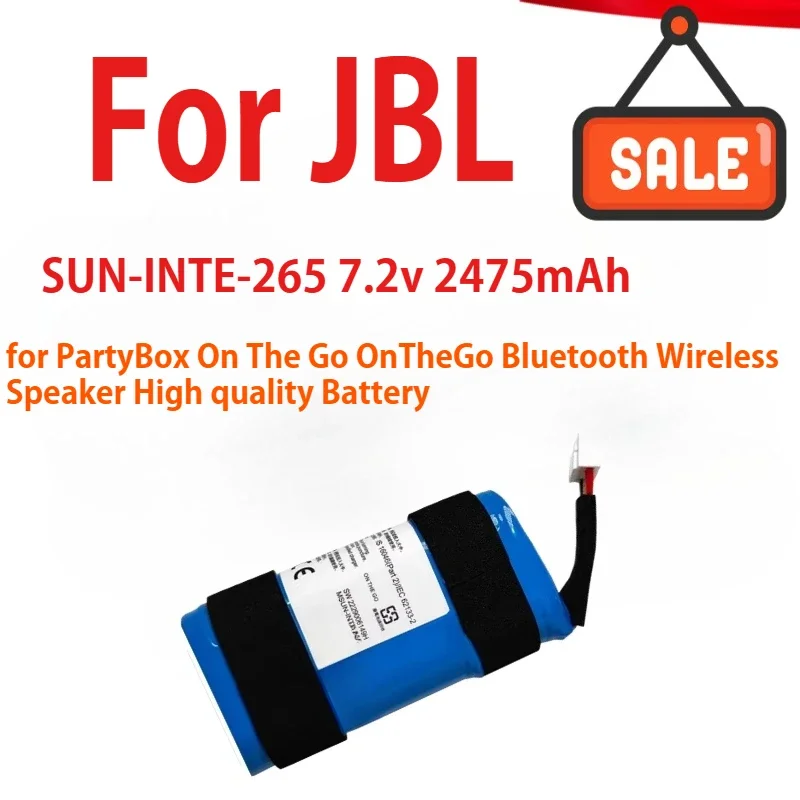 

New 2475mAh SUN-INTE-265 For JBL PartyBox On The Go OnTheGo Bluetooth Wireless Speaker High quality Battery