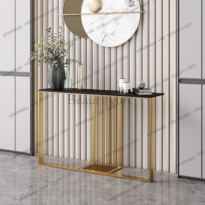 Entrance table ultra-thin light luxury rock slab case rack against the wall decorative narrow table