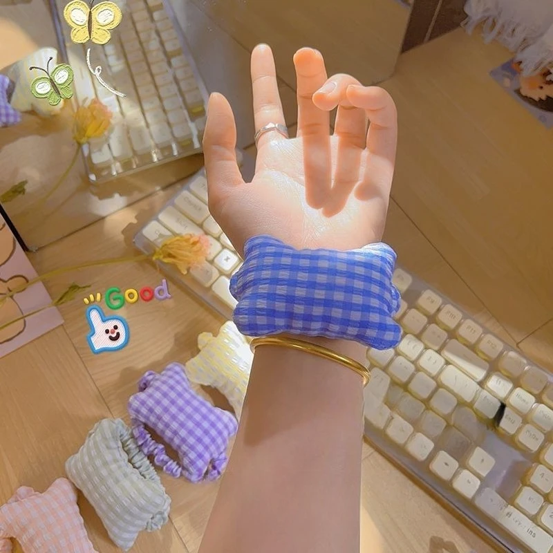 1PC Cute Wrist Support Elastic Band Fresh Plaid Small Pillow Wrist Mouse Pad Keyboard Wrist Rest Pad For Office