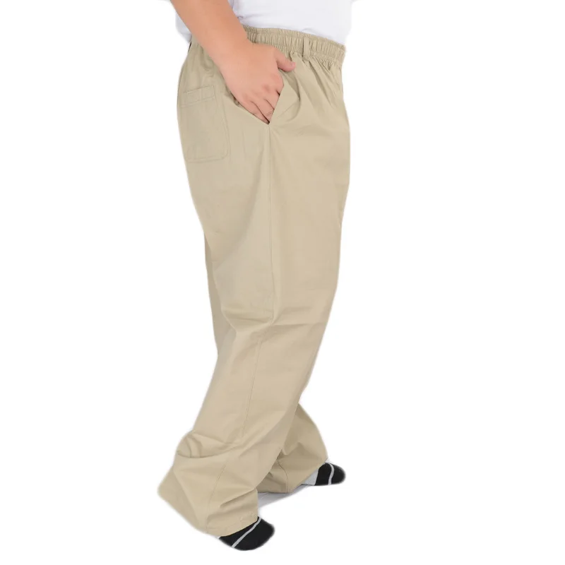 Plus size 8XL 11XL 13xl middle-aged men's summer thin elastic band high waist cotton casual trousers Dad oversize 9XL 8XL 7XL