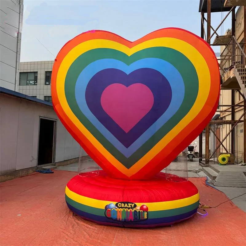 

Inflatable Heart Balloon Rainbow Inflatable Rainbow Heart Design for Wedding Festival & Event Decor