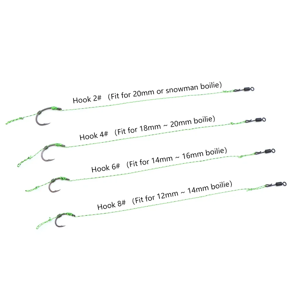 6pcs Carp Fishing Accessories Hair Rigs With Barbed Fishing Hook Ready Tied Carp Line Hooklink For Carp Boilie Fishing Tackles