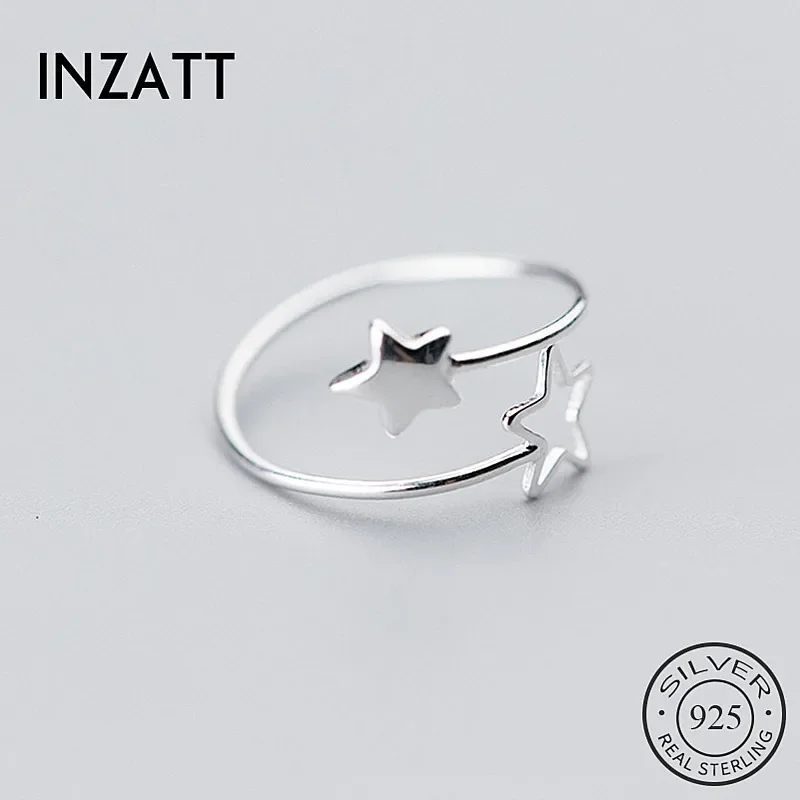 

INZATT Real 925 Sterling Silver Star Ring for Fashion Women Party Minimalist Fine Jewelry Cute Anillo Estrella Accessories Gift