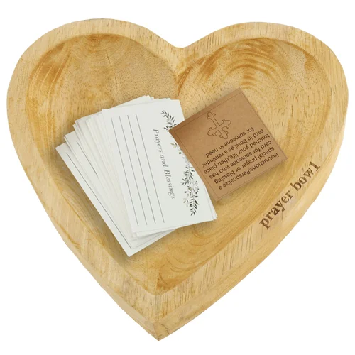 목제 하트 기도용 그릇, 카드 포함, 다목적 기도용 그릇, 기도용 반죽 그릇, 편지 포함, 종교 선물 