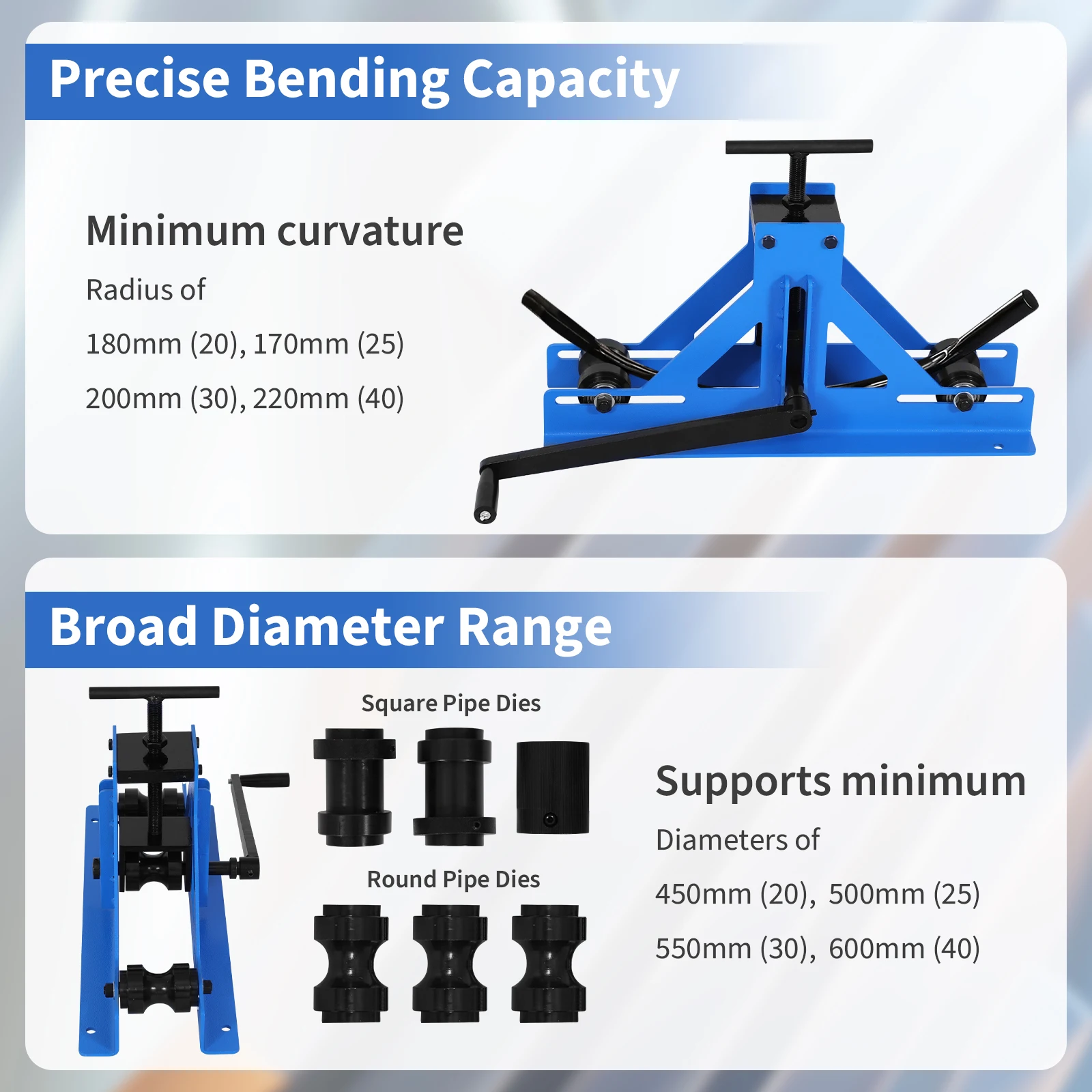 

Manual Tube Pipe Roller Bender Manual Tube Bending Rolling Tool for Mild Steel Cooper & Aluminum