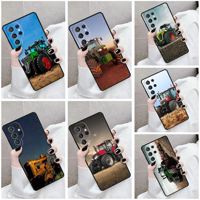 Phone Case For Samsung Galaxy S24 S23 S21fe S22 Ultra Plus Note 20 S8 S9 S10 Cover Farm Funny Farming Truck Planting Harvesting