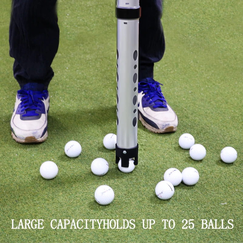 HOW TRUE Silver Aluminum 3 Section Golf Ball Retriever 102cm Holds Up To 25 Golf Balls Golf Ball Pick Up With Black Bag