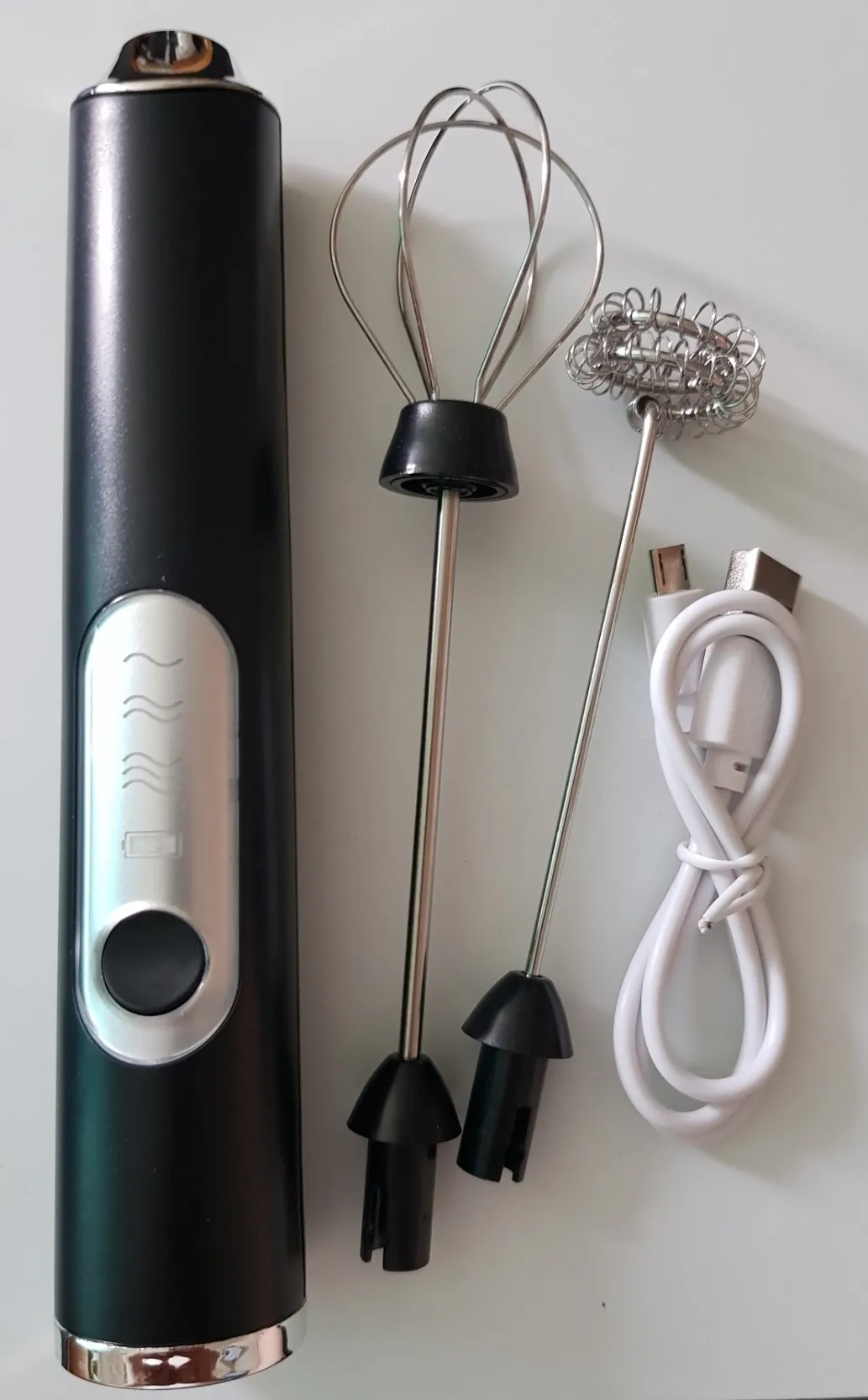 Handheld Double Stick Wireless Whisk Custard Foamer Mini Portable Blender Coffee Milk Three Speed Control Egg White Whipped USB photo review