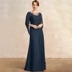 LZPOVE-Robes de soirée en mousseline pour femmes, robes de mère de la mariée élégantes avec veste, longueur au sol, 2023