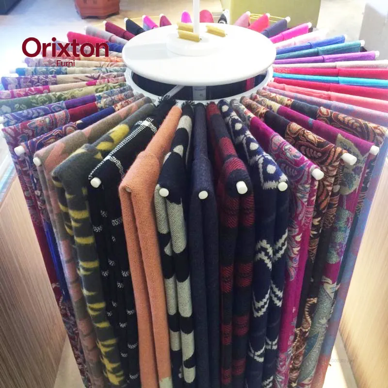 Wrought iron scarf shelf, silk scarf display rack, floor-to-ceiling clothing store hanging fabric shawl display