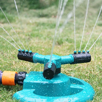 1PC Garden 360 Degrees Rotating Sprinkler Automatic 3 Nozzles Three Arms Garden Watering For Lawn Grass Hose Connecter