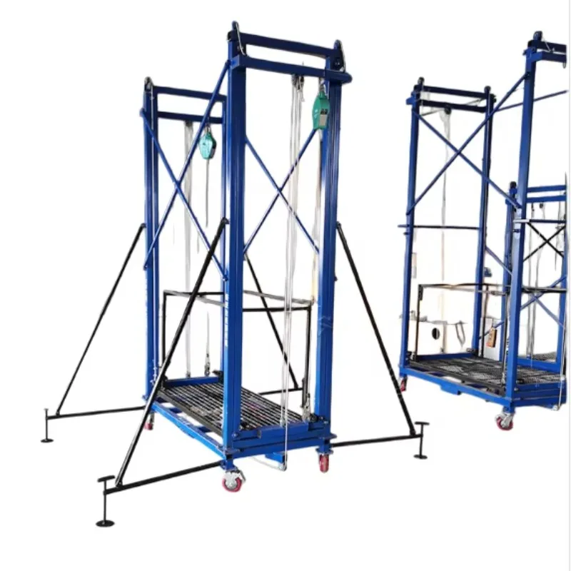 Wheeled Mobile Automatic Electric Lifting Scaffold 500Kg Load Foldable Construction Scaffolding Safe Stable Durable LaborSaving