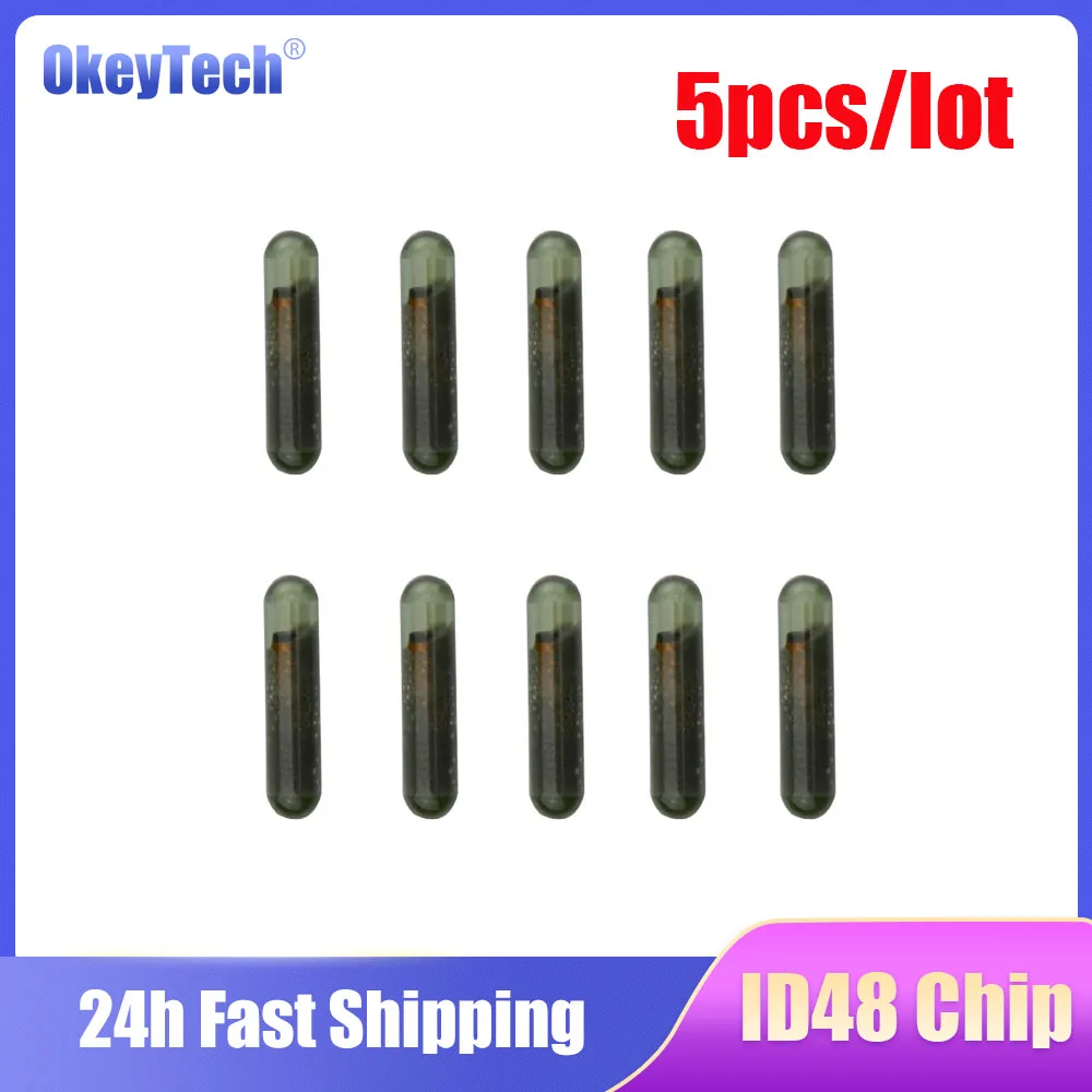 

OkeyTech 5pcs/lot ID48 Glass Chip for Seat For Audi For VW Key Remote Control Cover Case Fob ID48 Car Transponder Chip Tube