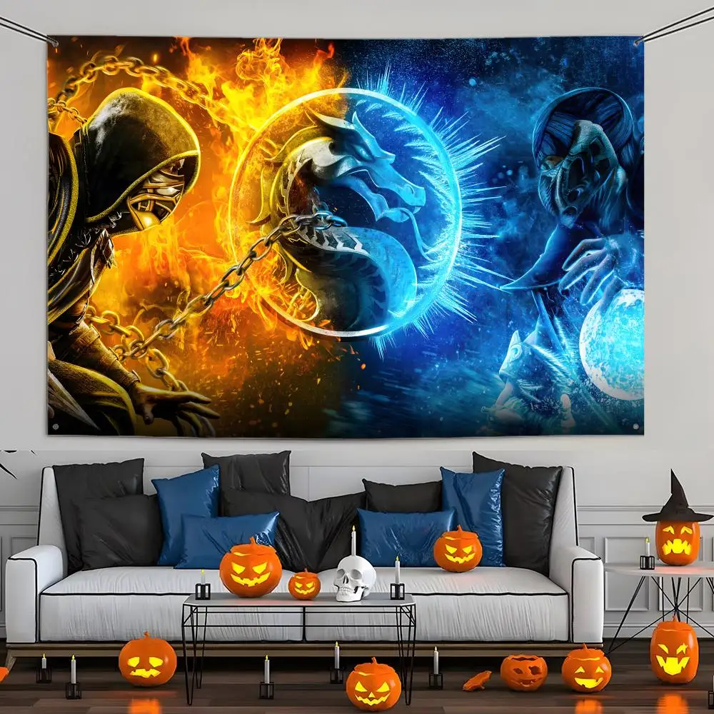 S-Scorpion Mortal K-Kombat Flags Wall Hanging Tapestry Outdoor Decorative flag Background Blanket