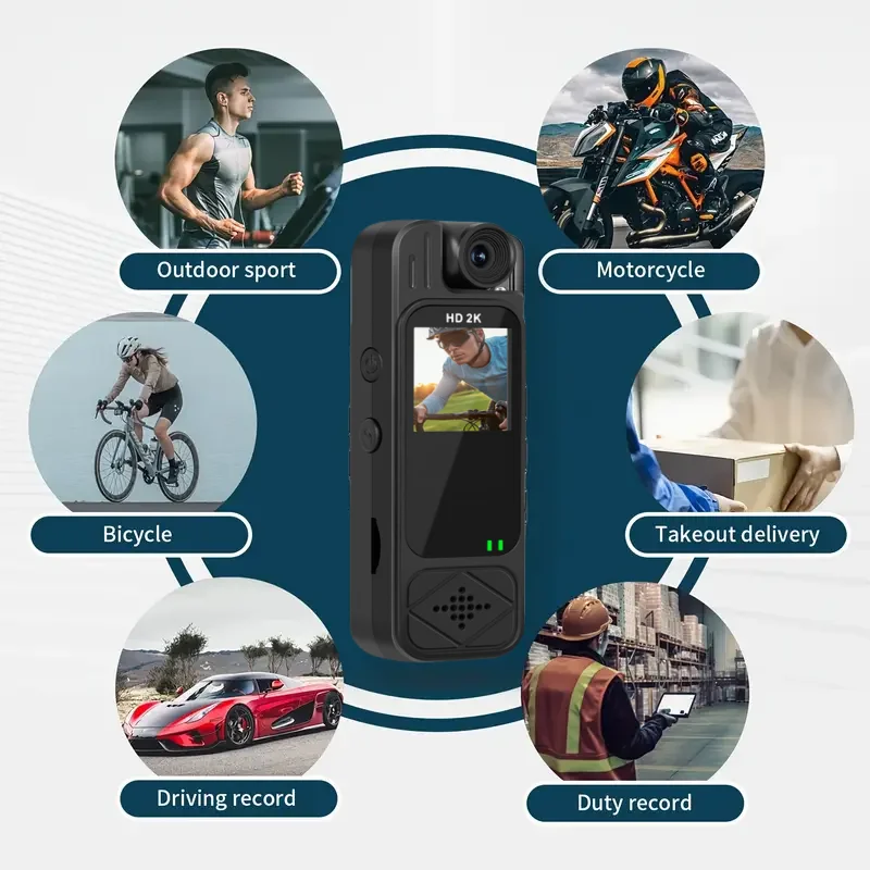 كاميرا محمولة 2K كاميرا رياضية صغيرة مسجل فيديو رقمي يرتديها الشرطة كاميرا BodyCam صغيرة بالأشعة تحت الحمراء للرؤية الليلية كاميرا فيديو DV رياضية