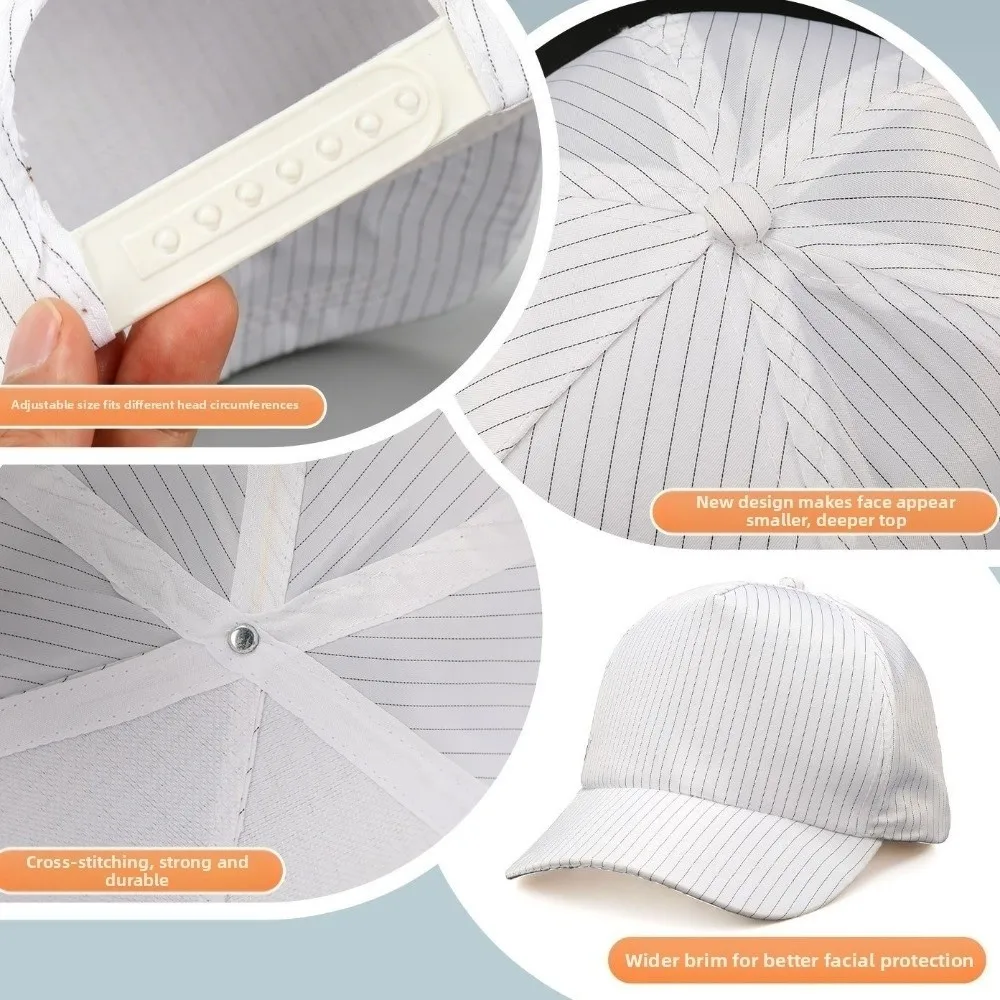 Fashionable Anti Static Dust Proof Hat Top Mesh Hard Tongue Work Hat Breathable Adjustable Baseball Cap Restaurant
