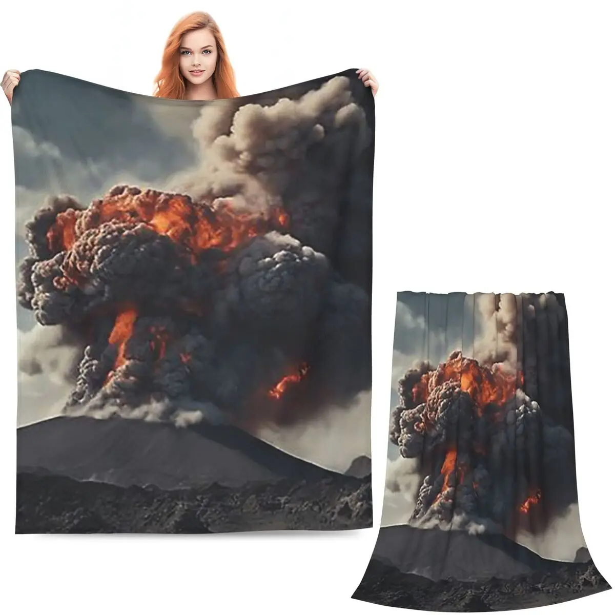 Erupting Volcano Blankets Soft Warm Flannel Throw Blanket Bedspread for Bed Living room Picnic Travel Home Sofa