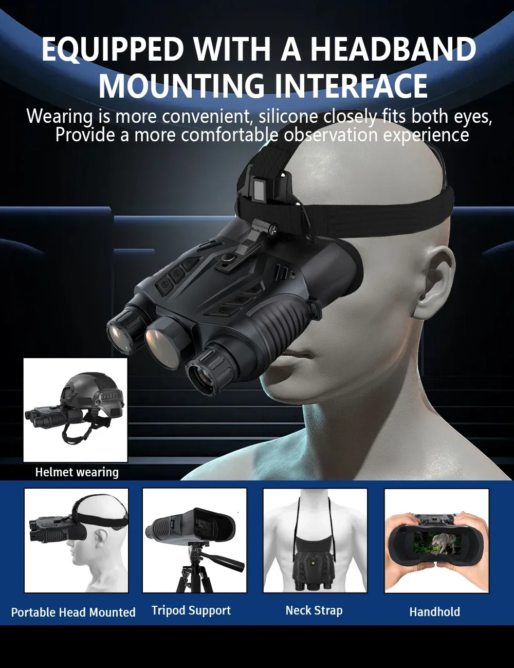 DT69 Binocular Night Vision WIFI IR Tactical Telescope Recorder 2.4inch 2.5K HD 15MP Head-mounted Full Color for Hunting Camping view 5