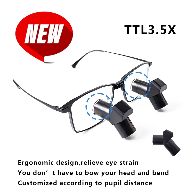 

Burite New TTL3.5X Ergonomic Design 3.5X Ergo Prism Loupes Dental ENT Surgical IPD Customized binocular loupes（ERGO-TTL-3.5X)