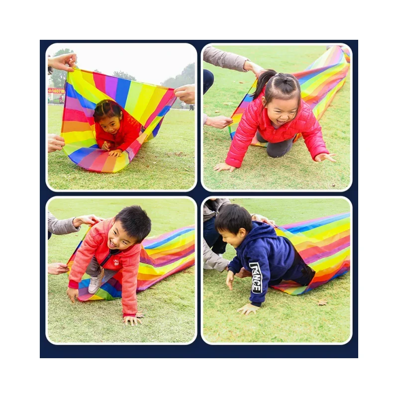 ของเล่นอุโมงค์อุโมงค์สำหรับเด็ก, ของเล่นแบบพกพาสำหรับเล่นกีฬาในร่มกลางแจ้งเล่นผ้าเรียบขนาด3/5/8ม.