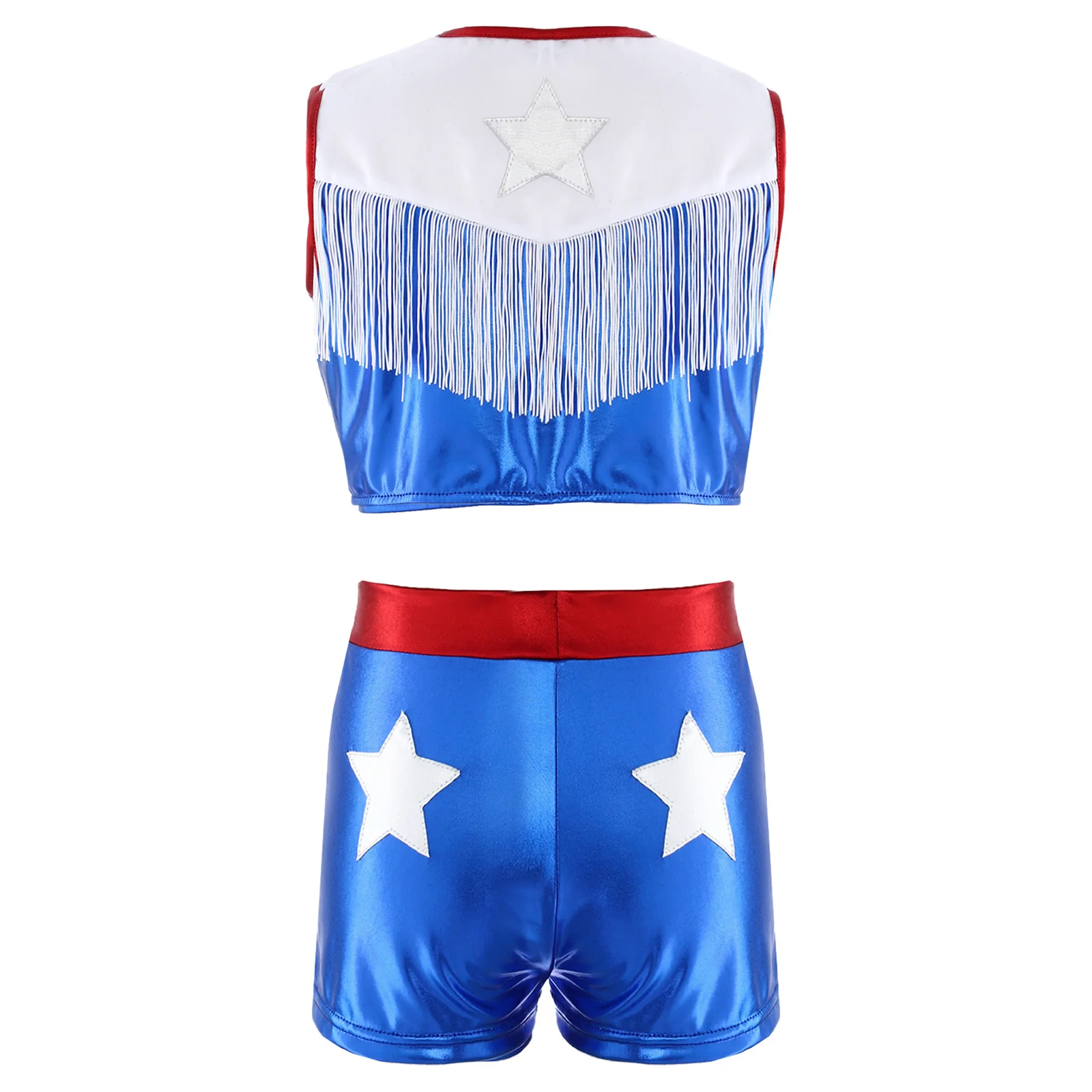 Girls Hip Hop Sequins Crop Top & Shorts Set - close-up view