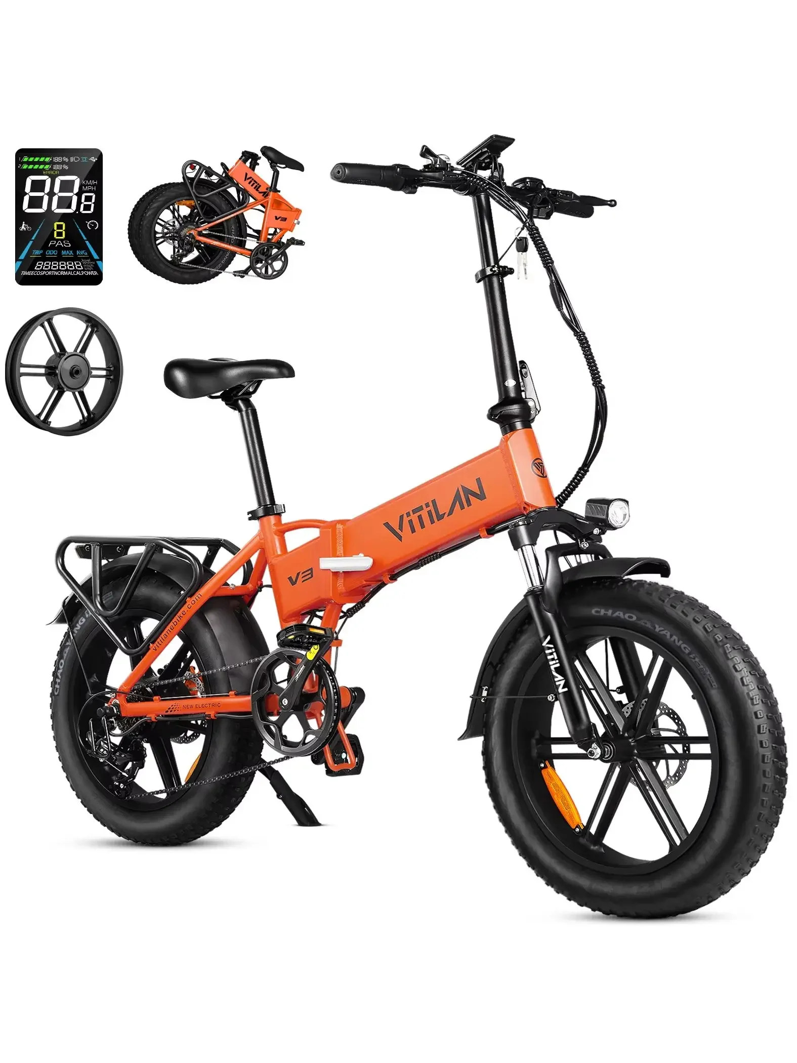 AliExpress NONE VITILAN V3 2.0 Electric-bicycle For Adults 750W Folding E-Mountain bike 48V13AH 20 inch Fat Tire Off Road Electric Bike