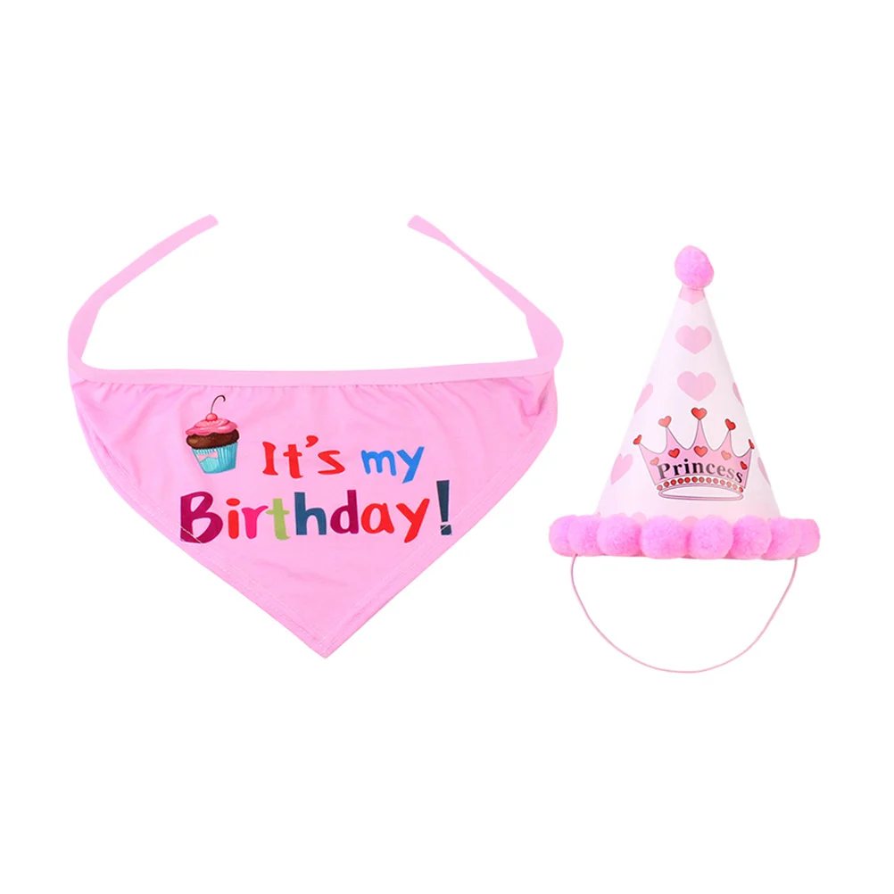 

2Pcs Dog Birthday Bandana Cotton Bib Set Pet Triangle Scarfs Puppy Party Decor Gift for Small Medium Large Dogs